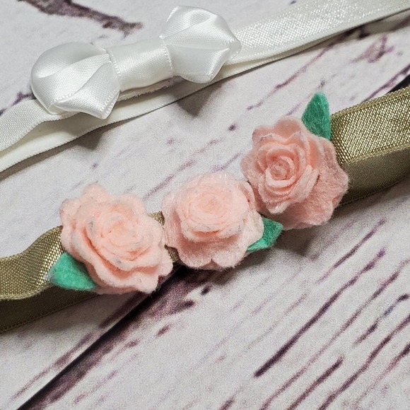 Baby Headband Bundle Thin Floral Bow - Picture 2 of 4